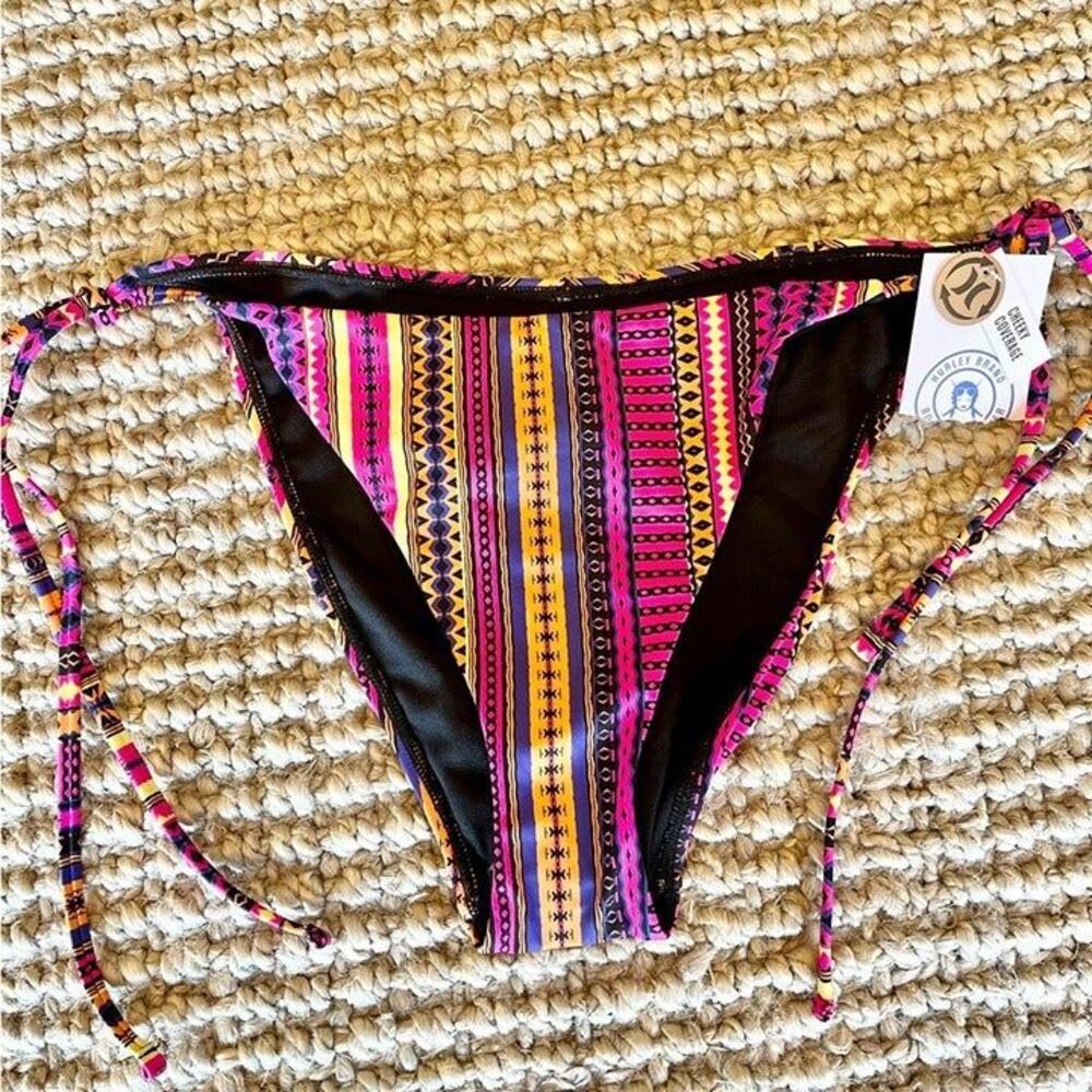 New Hurley stripe strap printed bikini bottom
